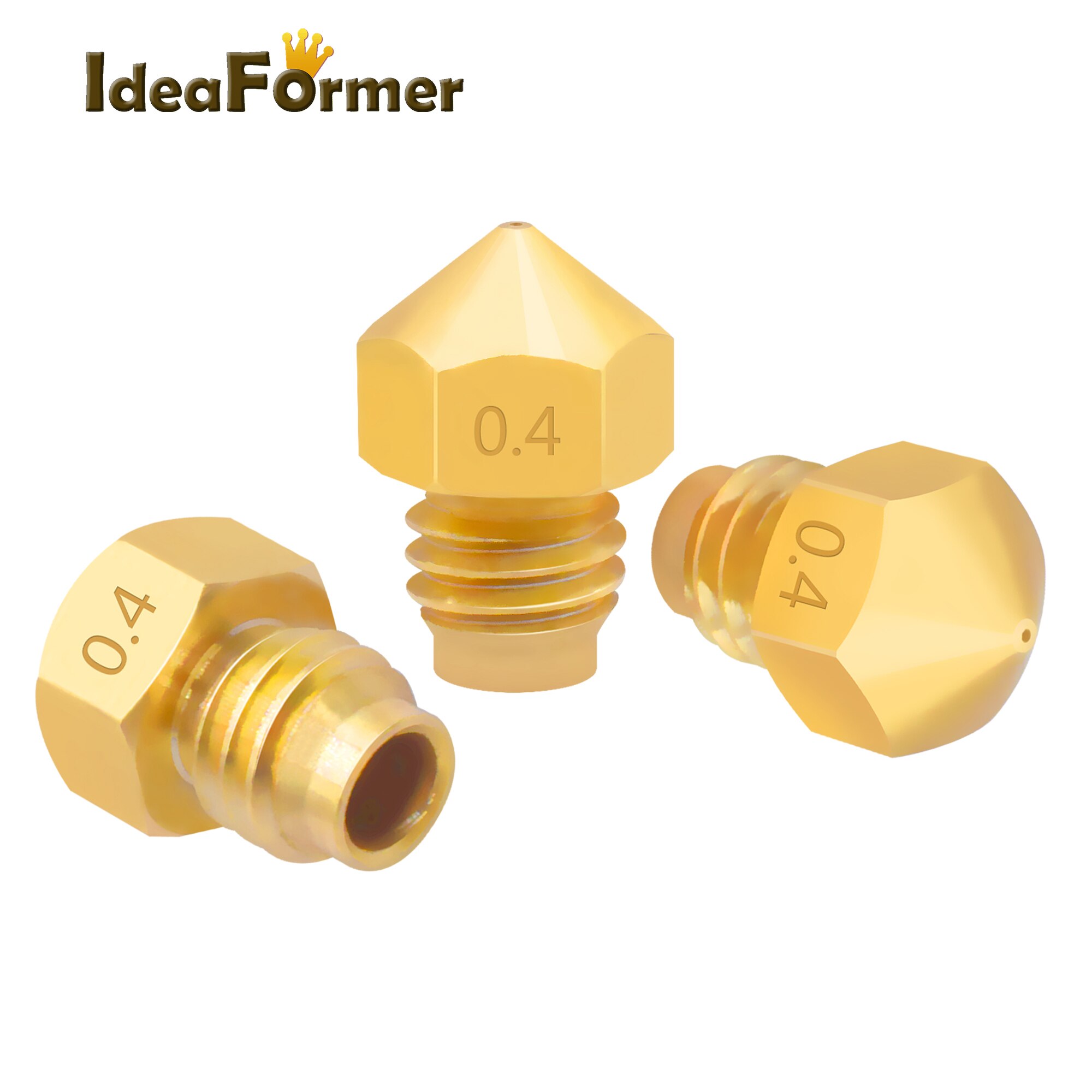 5Pcs 3D Printer V6 M5 Schroefdraad Boring 0.4Mm Messing Nozzle Fit V6 2 In 1 Out Warmte blok Voor 3D Printer Onderdelen 1.75Mm Filament.