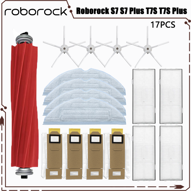 Accessoires pour aspirateur robot Roborock S7 S7 Plus T7S T7S Plus, brosse principale, filtre Hepa, vadrouilles, sac à poussière, pièces de rechange: Grey