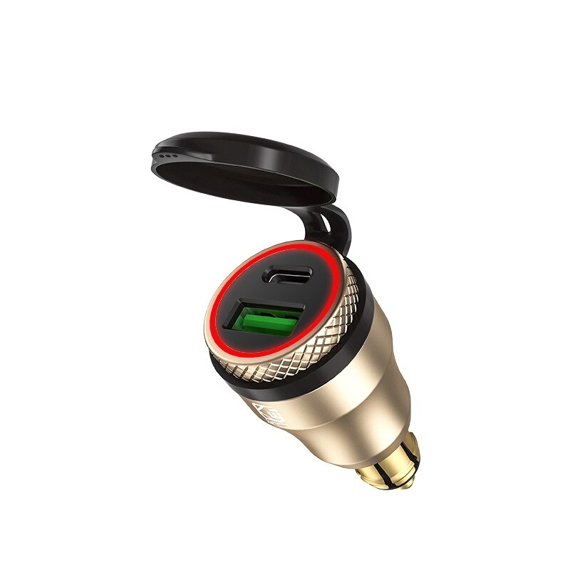Chargeur d'alimentation type-c PD 30W, prise USB Powerlet, DIN, pour BMW et moto Triumph, Tiger Ducati: Gold Red