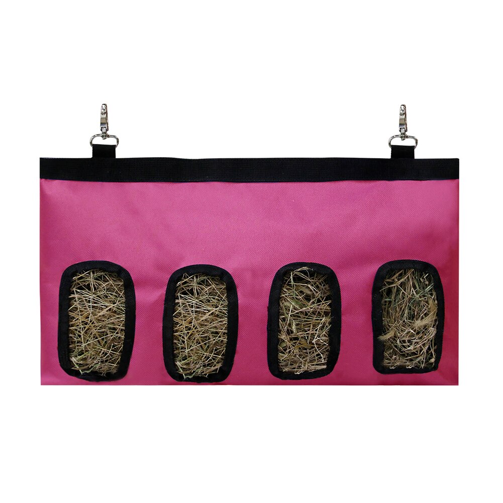 Oxford Cloth Small Animals Supplies Hay Bag Hanging Pouch Feeder Holder 2/4 Holes Hay Bag Hanging Feeder Sack Holder: 4 Holes Pink