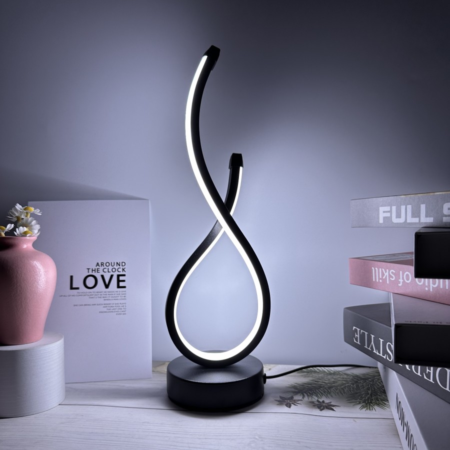 Spiral led natlampe dæmpbar 3 farver bordlampe til stue kontor skrivebord soveværelse sengelampe usb-stik