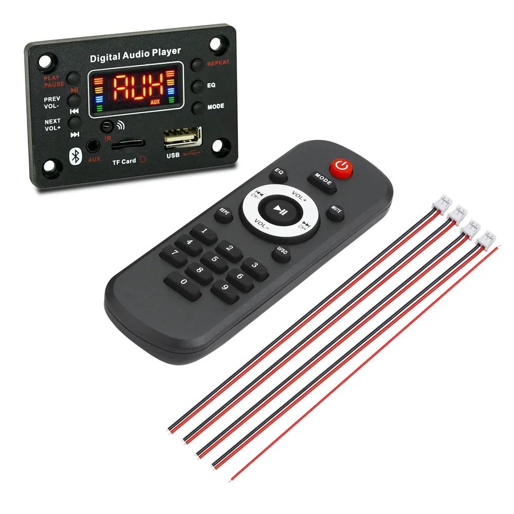 Drahtlose Bluetooth 5.0 MP3 WMA Decoder Board Auto Audio USB TF FM Radio Modul Farbbildschirm MP3 Player mit Fernbedienung 12V: WEISS