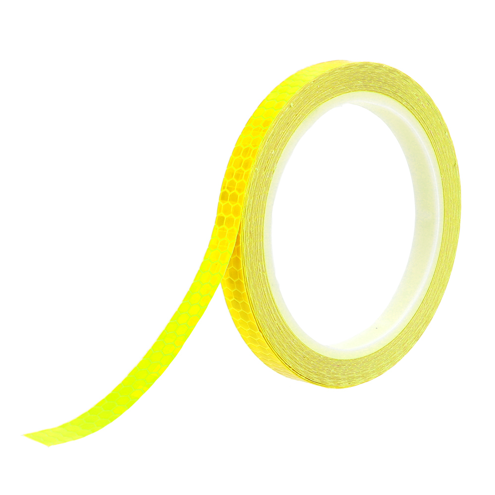 FORAUTO 1cm*8m Car Reflective Stickers Warning Tape Bike Sticker Reflective Strip Bicycle Wheel Reflective Tape Decals: Yellow