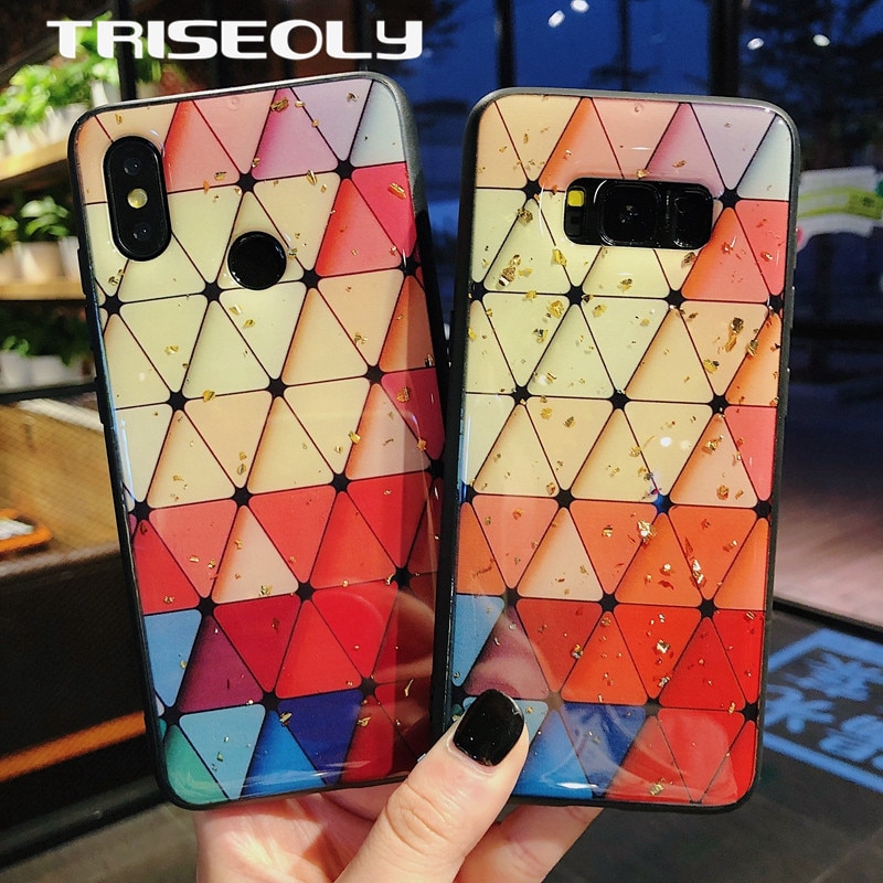 TRISEOLY luksusowe brokat złoty folia kolorowe trójkąt Case do Samsung Galaxy S8 S9 S10 Plus M10 M20 Note8 9 moda miękkie etui z termoplastycznego poliuretanu