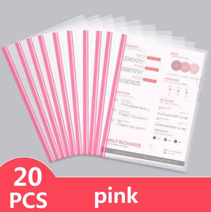 10 Pieces Color Transparent Draw Rod Folder File Report Resume Folder Thickened Draw Rod Folder Plastic Rod Clip: 20pcs pink