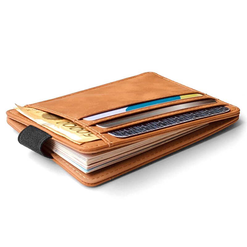 Portable Mini Men's Leather Credit Card Holder Slim Elastic Ribbon Business Cardholder Documents Wallet Coin Purse For Female