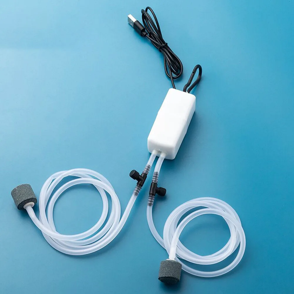 Akvaarion happipumppu akvaario usb hiljainen ilmakompressori ilmastin kannettava mini pieni hapetin akvaariotarvikesarja: Harmaa