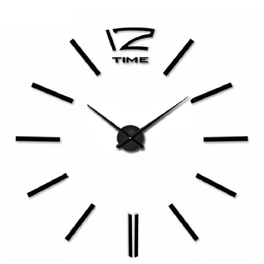 Oversized mirror acrylic 3D wall clock modern DIY wall clock living room quartz pin European digital wall clock: T0091-black / 37 inches
