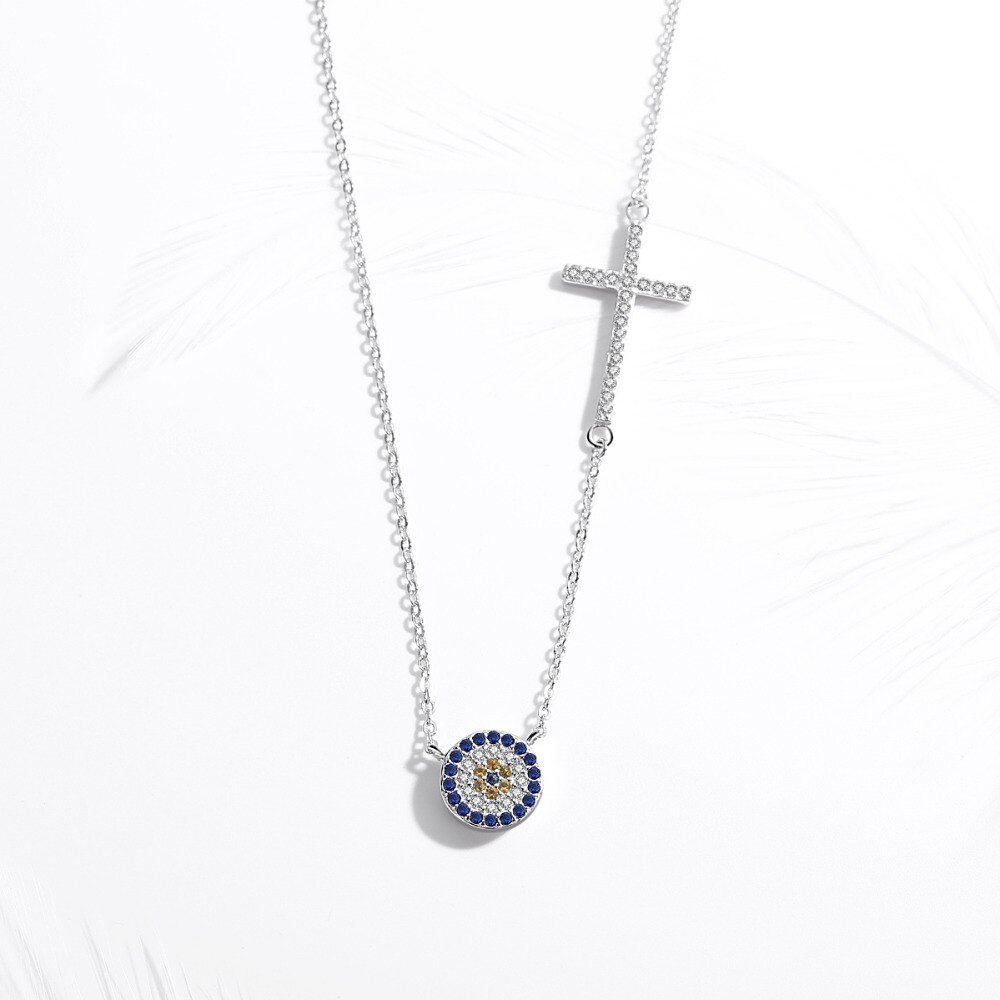 Tongzhe Ketting Vrouwen Sieraden 925 Sterling Zilveren Ronde Decoratieve Boze Oog Ketting Hanger Ketting Voor Vrouwen Collares