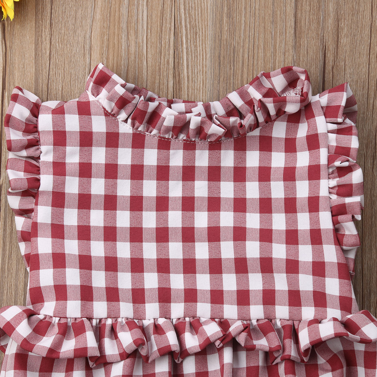 Brand Newborn Infant Baby Girl Ruffle Plaid Sunsuit Bodysuit Outfits One-Pieces Checked Children Summer Clothing 0-18M