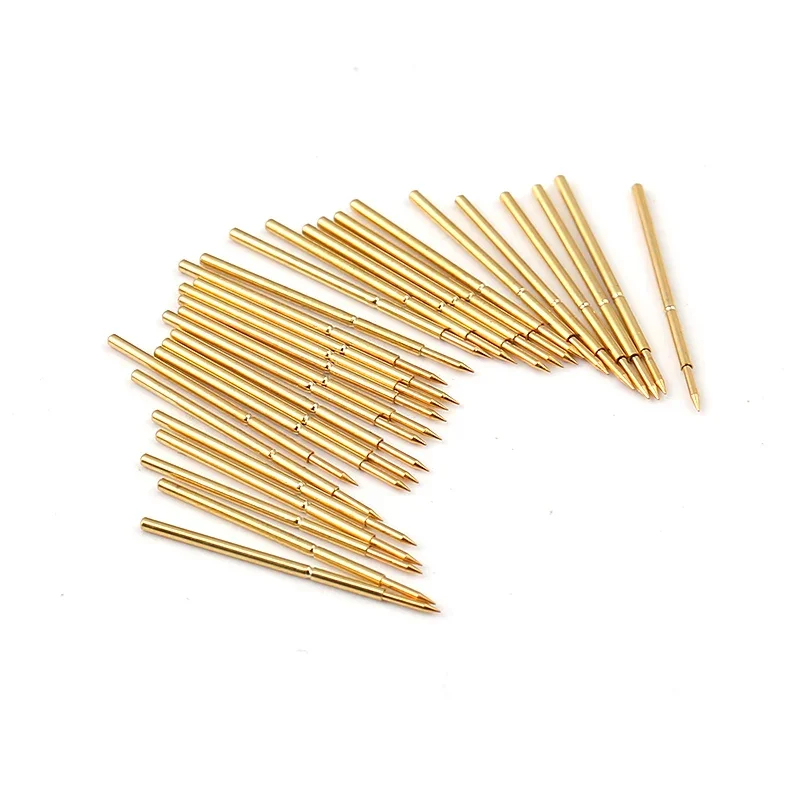 100PCS Gold Plated PA50-B1 Pointed Spring Test Pin Barrel 0.68mm Length 16.55mm PCB Pogo Pin