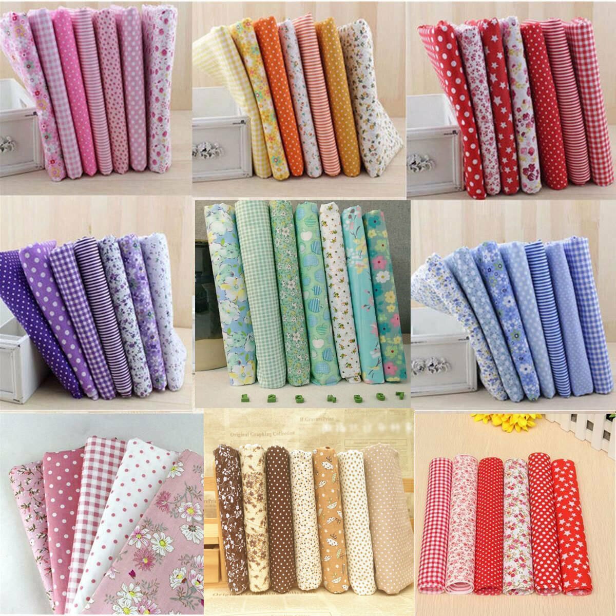 Series 7 pieces Assorted Pre-Cut Bundle Charm Cotton Quilt Fabric 25cm x 25cm for DIY Sewing Craft Flower Fabric