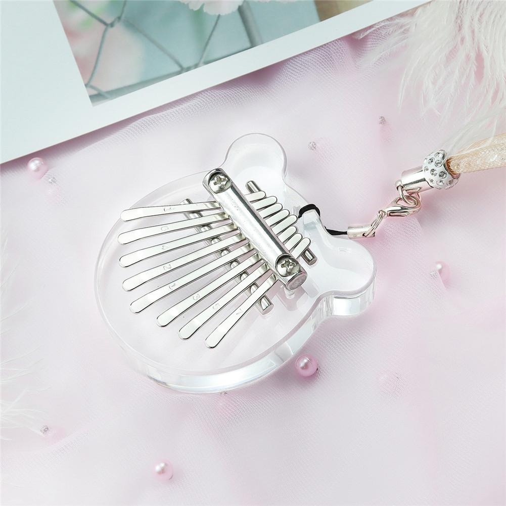 Mini portable 8-tone Acrylic Kalimba Crystal Transparent Thumb Piano with Lanyard 8 Keys Calimba Music Instrument