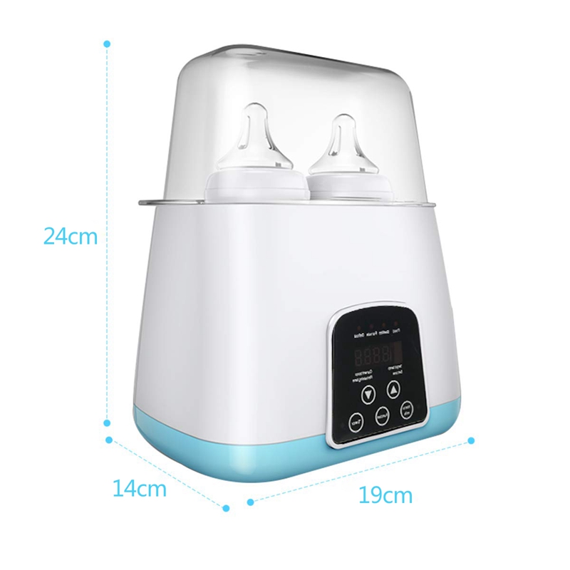 Babyflaskevarmer, flaske dampsterilisator 5- i -1 smart termostat dobbeltflaske baby madvarmer til modermælk eller formel