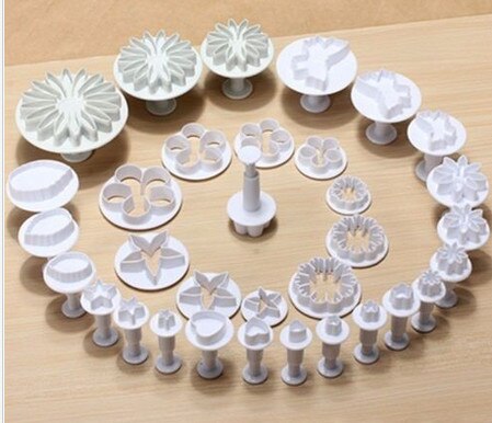 33 Pcs Fondant Cake Decorating Sugarcraft Plunger Cutter Gereedschap Mold Mould Cookies Bakvormen Sets: Default Title