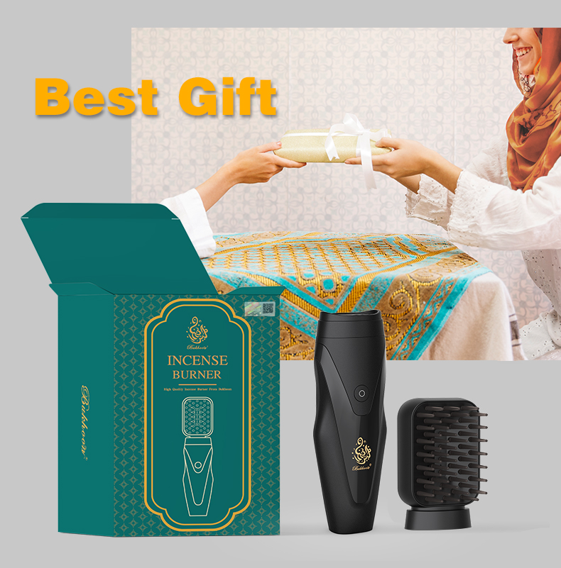 Kamm, haar-bakhoor-brenner, usb-ladefunktion, elektrischer oud-räucherbehälter, arabischer weihrauch, muslimisches dukhoon, ideal für weihnachten
