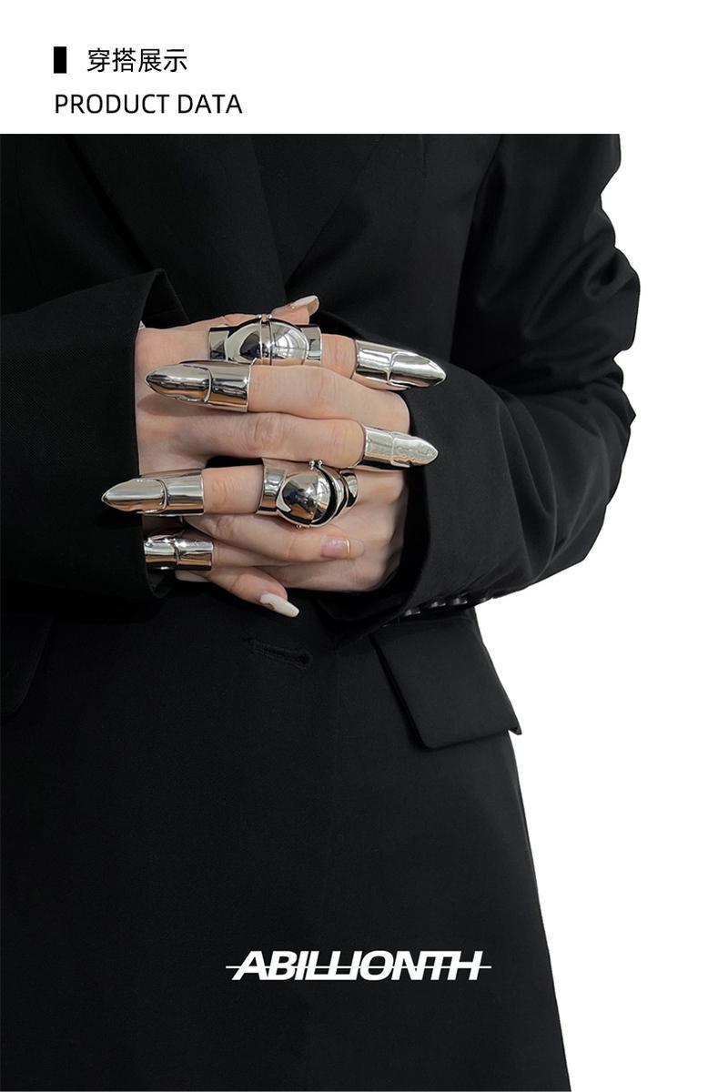 Armor Index Finger Joint Pure Silver Ring , High-end and Adjustable Ring for Men Ins