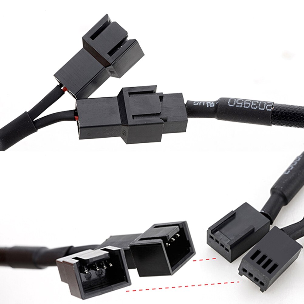 CPU PC Case Fan 4 Pin Extension Y Splitter Cable 4 Pin to 3/4 Pin Cable