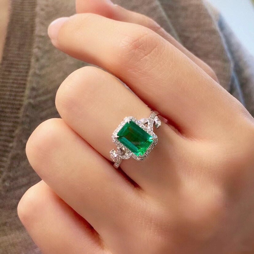 925 vintage-ringe aus sterlingsilber mit smaragden und diamanten für damen, echter schmuck, hochzeitstag, größenverstellbare ringe: Default Title