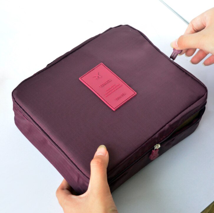 Sac à cosmétiques, enveloppes rouges à bouche multifonctions, trousse de maquillage de voyage pour hommes et femmes, trousse Portable étanche,: Marron