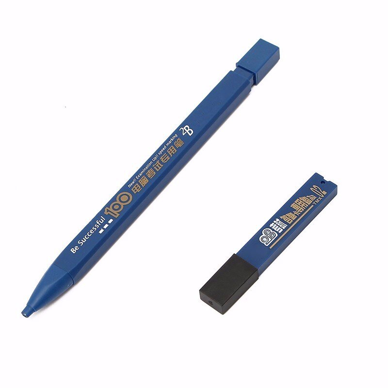 1PCS 2B Black Lead Holder Exam Mechanical Pencil With 6PCs Lead Refills Set School Students Examination Supply Randomly Color