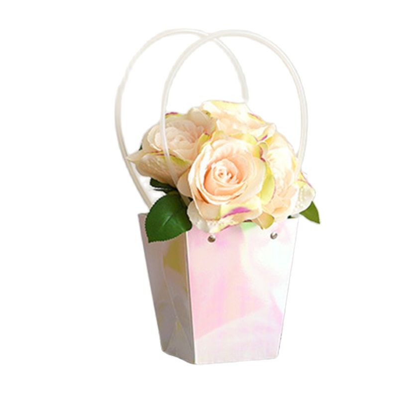 Colorful Box Flower Packaging Bags Handbag Flower Box for Women Wedding Groomsmen Box Kraft Candy Business Supplies
