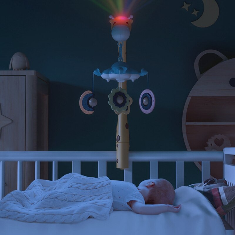 Crepitio del bambino mobile musica scatola Luce di Notte Rotazione di 360 ° di Rotazione Flessibile mobile Appena nato Che Dorme Letto Giocattoli bambino Sonaglio