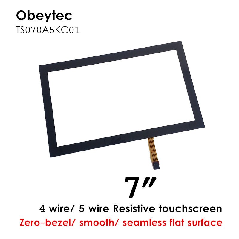 Obeytec 7inch Touch Panel, Resistive touchscreen, Zero bezel, flat surface, 5 Wire resistive touch screen, TS070A5KC01
