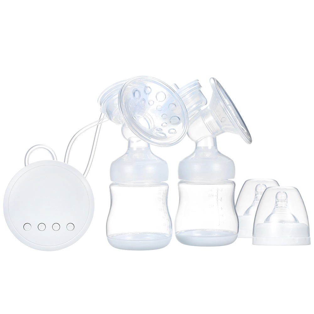 Portable Double Electric Breast Pump Silicone + PP Dual Mode of Massaging & Pumping Quite Milk Breasting Pumping for Home Travel: Double