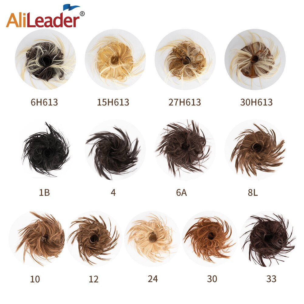 Alileader Synthetische Chignon Messy Knot Warrige Haarstukje 13 Kleur Elastische Band Chignon Synthetische Flexibele Haar Broodjes Voor Vrouwen