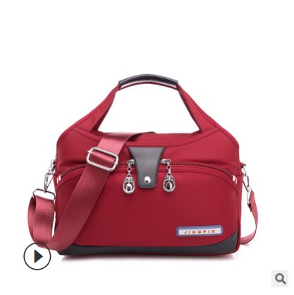 casual large capacity Oxford cloth portable single shoulder women's messenger bag female bag waterproof handbag: red