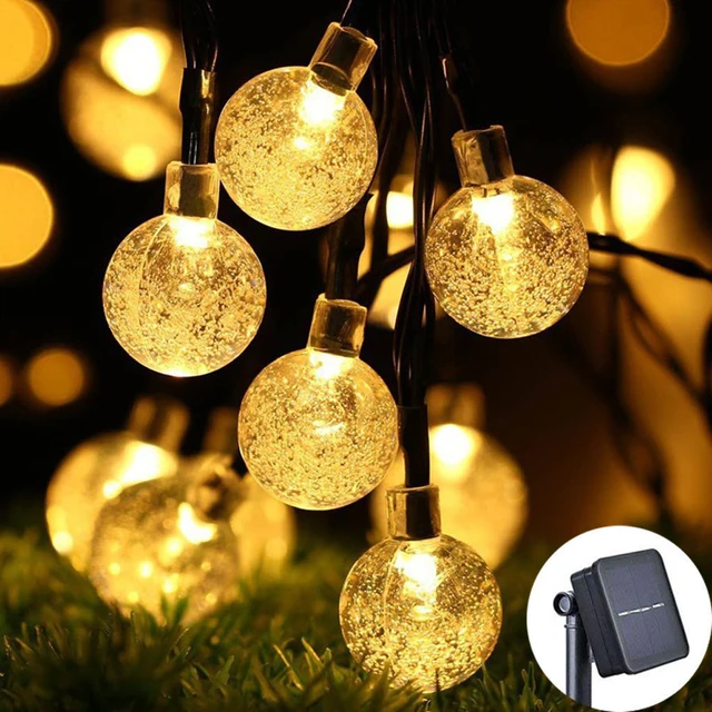 Solar Kristall kugel LED Lichterketten LED Solar Outdoor Licht IP65 Lichterkette Weihnachts girlande für Gartenparty Dekor: Blau / 0-5W