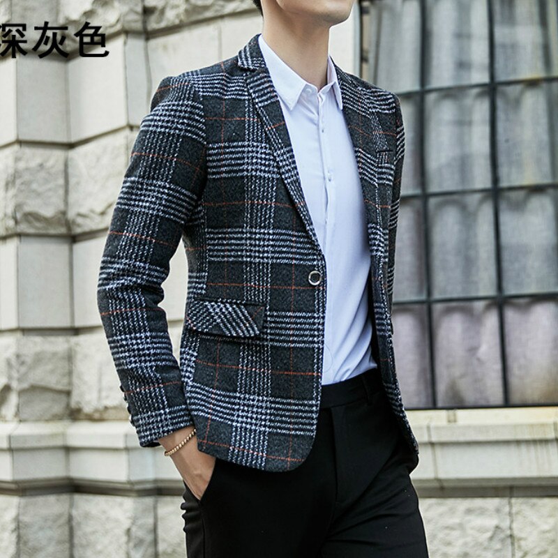 British Style Mens Suits Blazers Plaid Casual Wedding Business Blazer Homme Slim Fit Dress Coat Terno Masculino M-5XL
