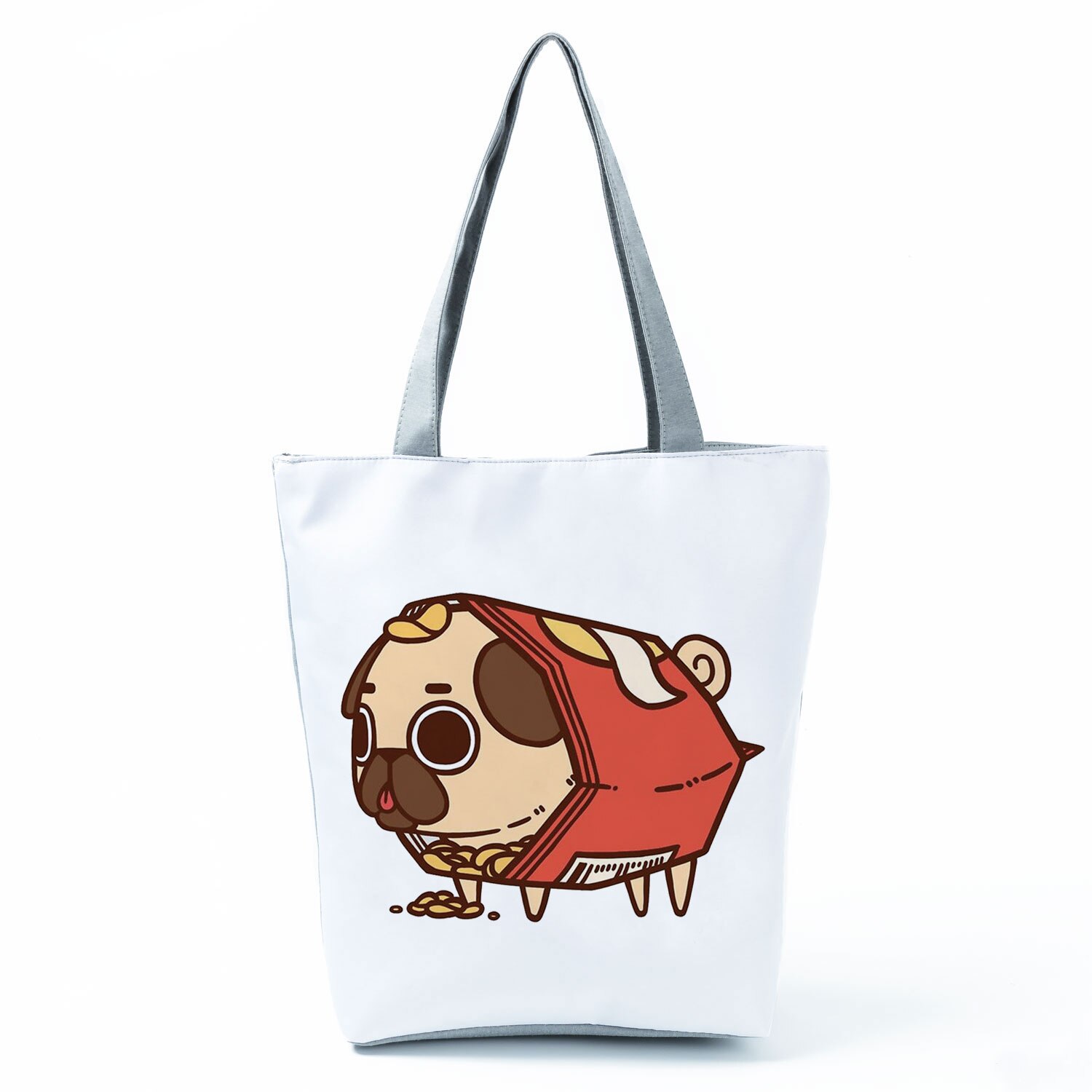 Mops z nadrukiem z psem torby na zakupy wielokrotnego użytku Animal Graphic praktyczne ekologiczne składane torebki przenośne pojemniki do przechowywania na zewnątrz dla kobiet: hl4451 Dog Handbag
