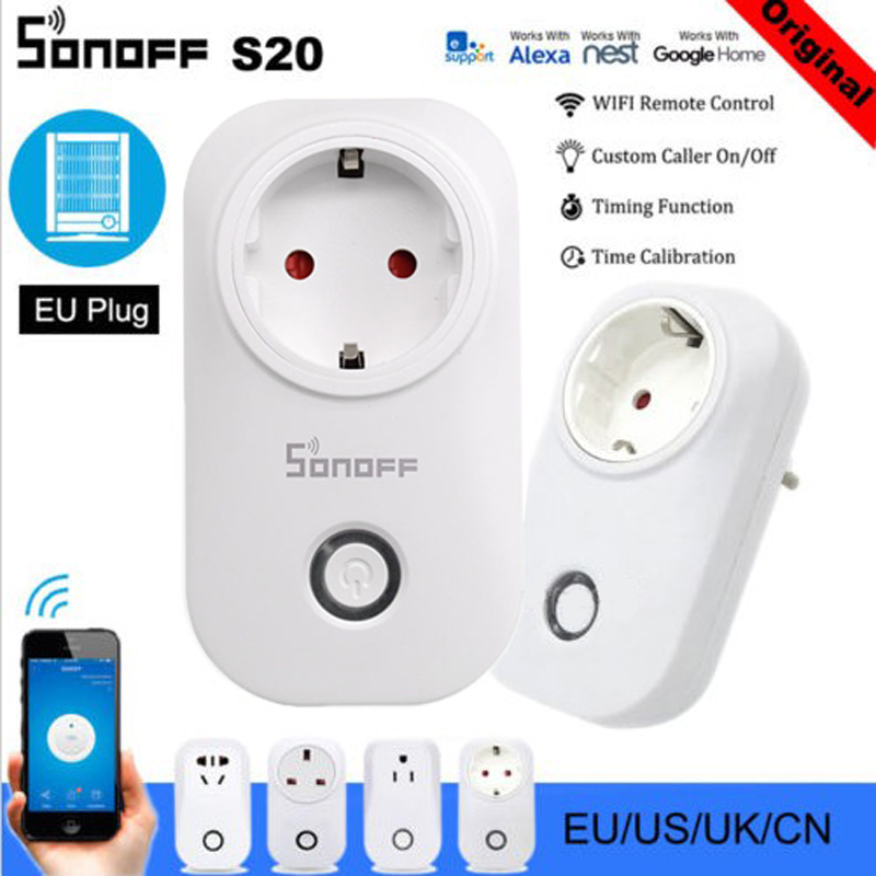 Sonoff S20 Eu-stecker Wifi Clever Steckdose Schalter Drahtlose APP Fernbedienung Steckdose zeitliche Koordinierung Schalter für Clever Heimat Alexa google