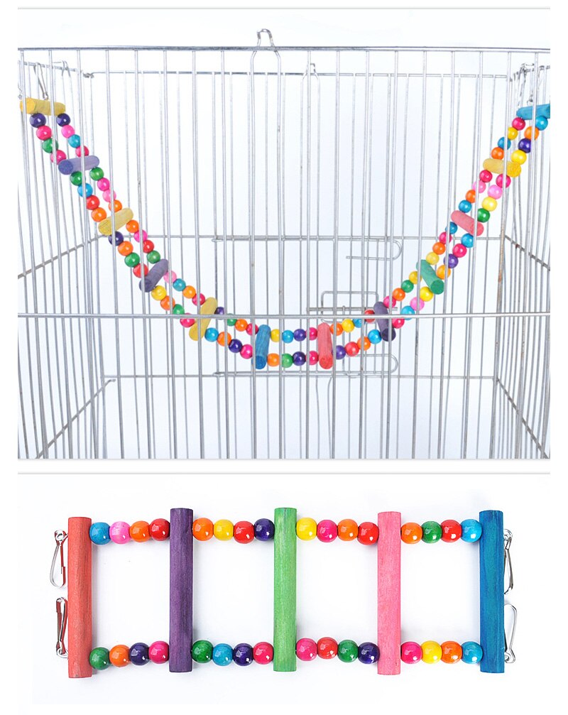 3 Kinds Of Parrot Toys, Bird Swing Toy Colorful Chewing Toys Hanging Swing Bell Pet Simulation Bird Nest Ladder Toys Bird Toys