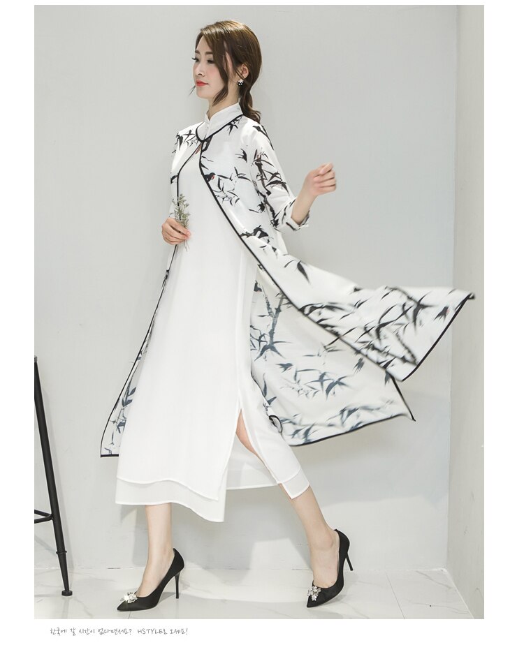 Vestido Cheongsam chino tradicional para mujer, vestido de noche de boda, 2 piezas, para verano