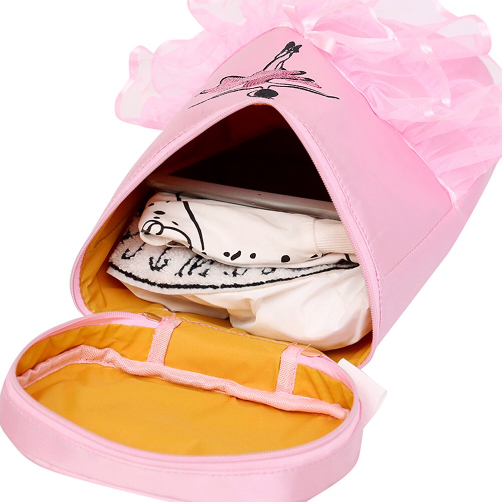 Girls Ergonomic Cute Bow Tie Ballet Dance Lace Backpack Adjustable Strap Kids Latin Dance Tote Bags Costume Clothes Shoes Dress