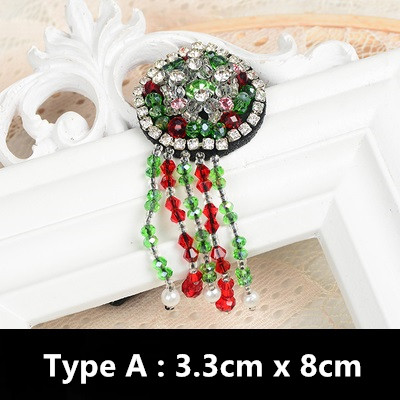 1Pcs Tassel Star Crown Hart Ijs Strass Kraal Broche Patches Applique Naaien Patch Mode Kleding Decoratie Patch: TYPE A