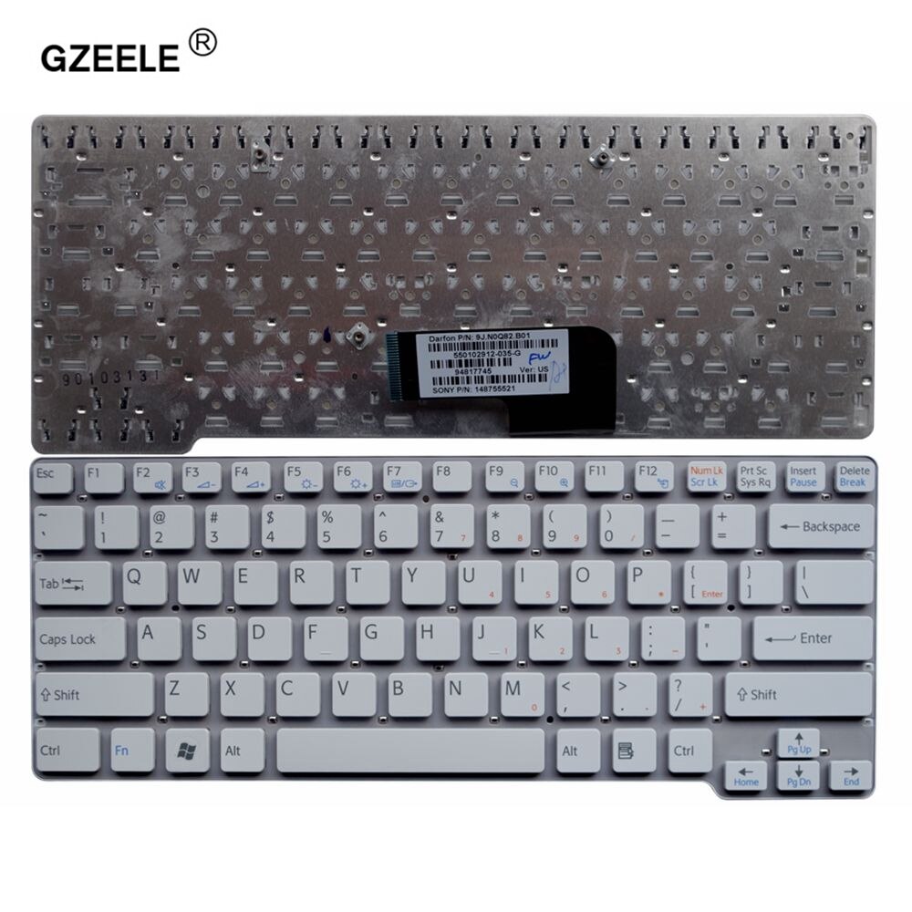 GZEELE English laptop keyboard For SONY CW CW16EC CW18FC CW26EC CW28EC CW2S3C CW2S6C white keyboard US without frame replace