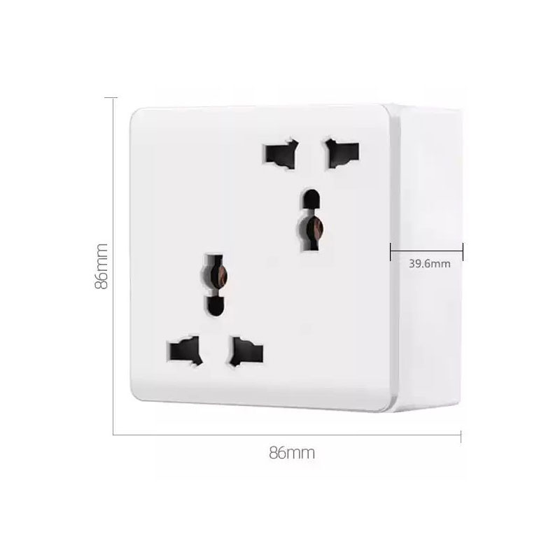 Gniazdo ścienne uniwersalne, typ 86, rozstawne, skośne, 6 gniazd, natynkowe, podwójne, 3-pinowe, brytyjskie, UK, 13A, płyta gniazdka zasilania, 4 kolory