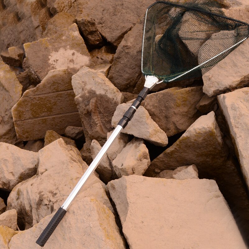 Draagbare Driehoekige Brail Vouwen Visnet Schepnet 3 Sectie Uitschuifbare Aluminium Pole Handvat 65-173cm Visgerei