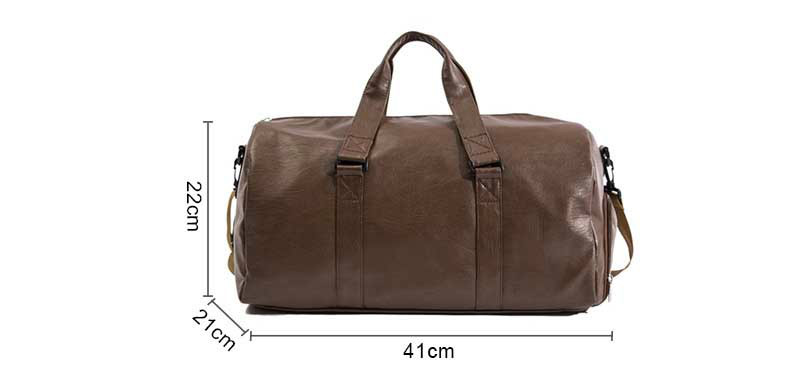 Men Travel Bag Large Duffle Independent Shoes Storage Big Fitness PU Leather Women Handbag Bags Luggage Shoulder Bag: Brown small