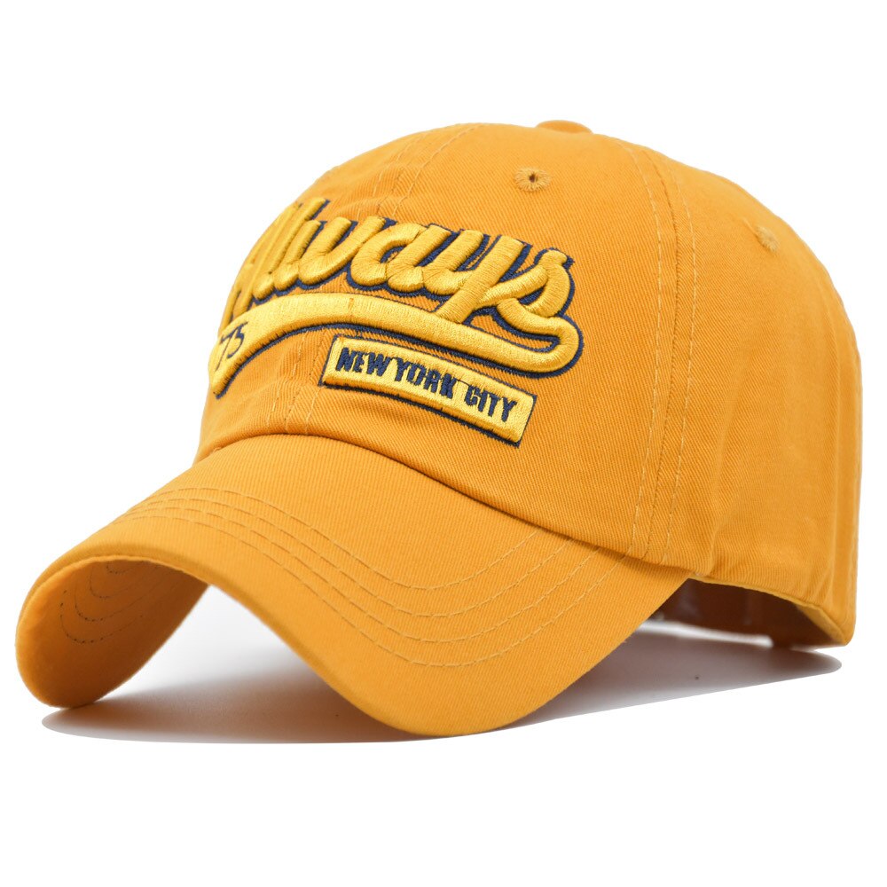75 brev far hat bomuld broderi baseball cap mænd og kvinder elskere hat snapback sol hat peak cap afslappede hatte: Gul