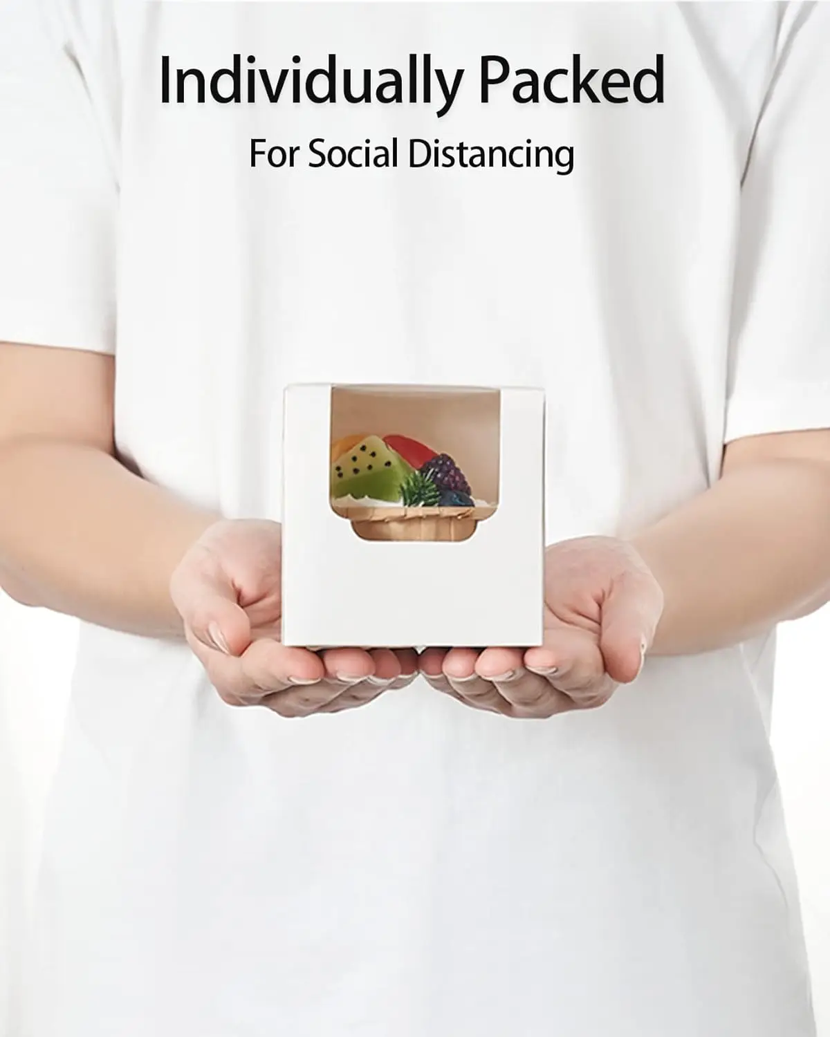 10/20/30 stk. hvide, enkelte cupcakeæsker af papir med indsats og klart vindue, foldbare individuelle cupcakebeholdere til muffinsfest