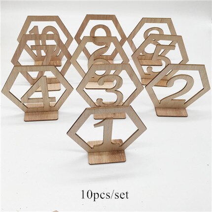 10 teile/los Hochzeit Platz-kartenhalter Tisch Zahlen Sitz Holz Karten Tisch Anzahl Zeichen Ort Halfter für Hochzeit Party Dekoration: A