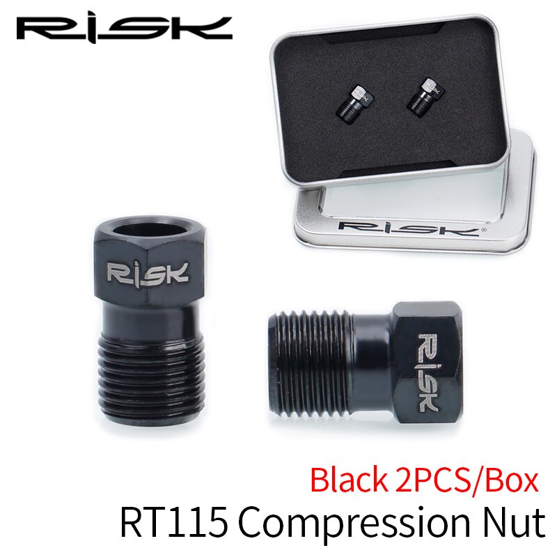 RISK-tornillos de titanio para fijación de frenos de disco de bicicleta, pinza hidráulica de aceite, manivela: Compress Nut-Black