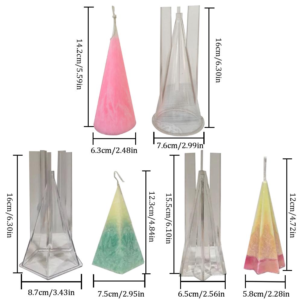 Pyramid Shape Candle Making Handmade Plastic Conical Candle Molds Birthday Christmas Decoration Diy Candel Mold
