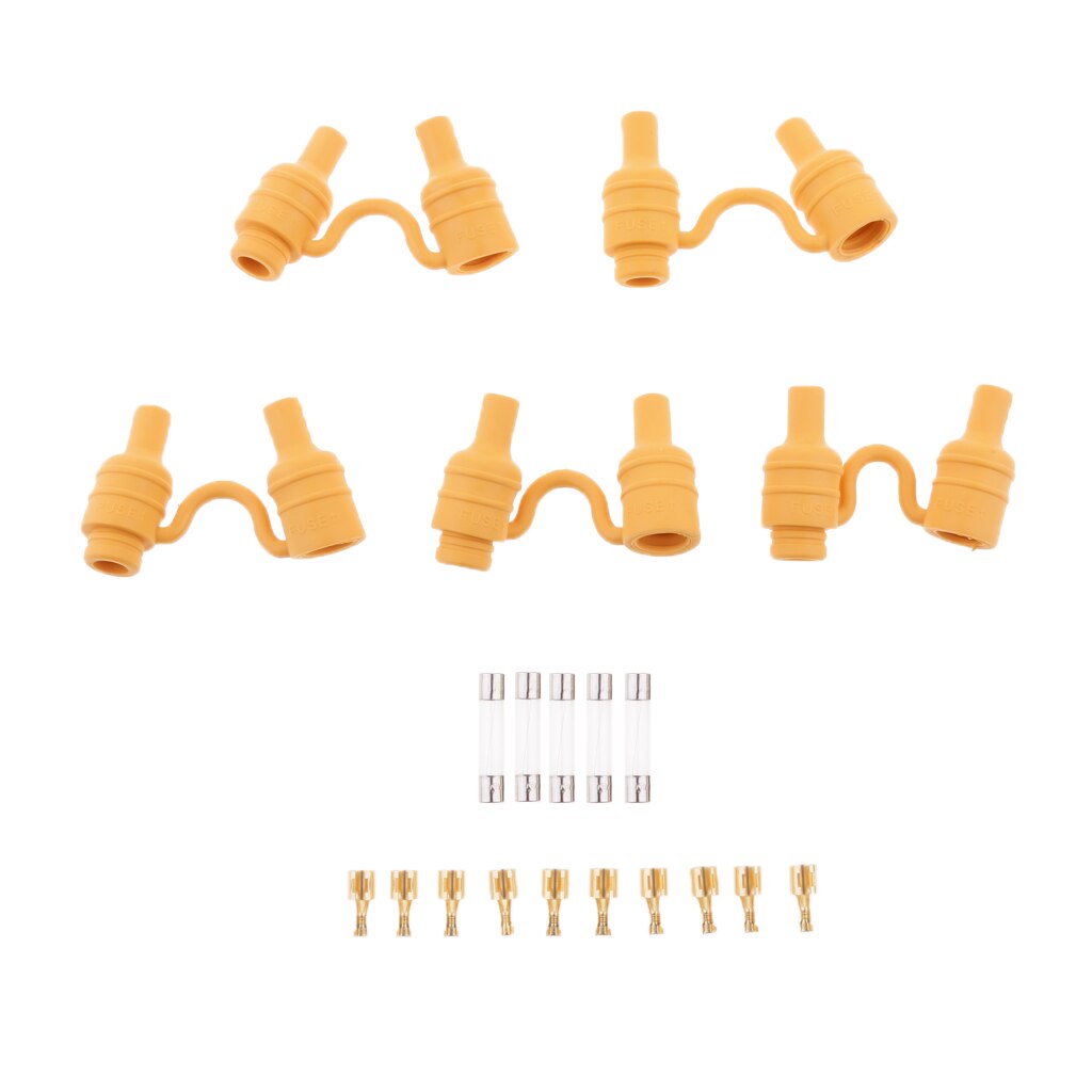 5 Sets AGC Glass Fuse Holder Inline For 6X30mm Fuse With Terminals