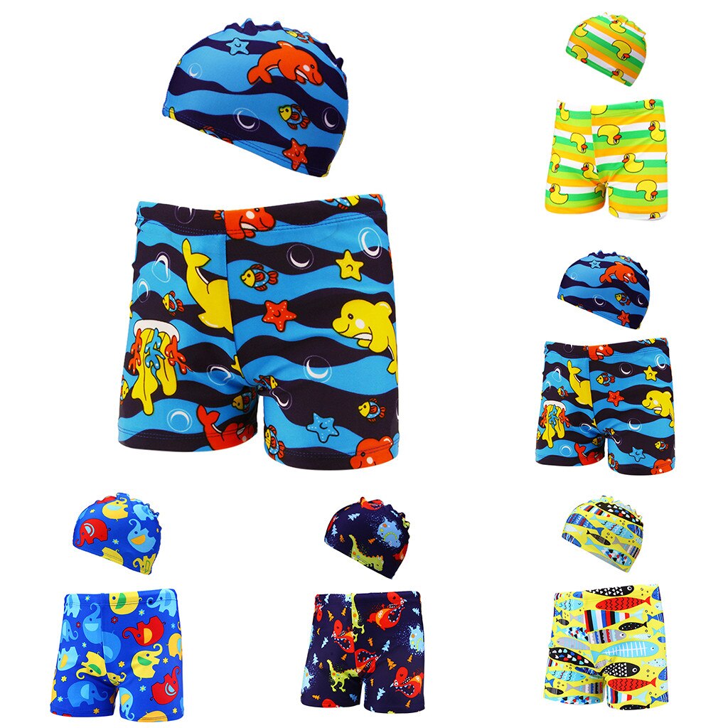 Zomer Outfit Kids Baby Jongens Stretch Strand Badpak Badmode Trunks Shorts + Hoed Set Kid Kinderen Zwemmen Pak mode W514